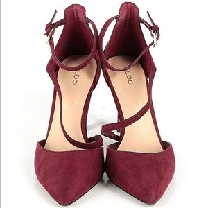 ALDO burgundy colored heels 
Adjustable straps Size 8